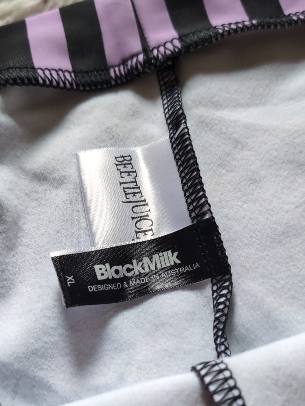 Blackmilk Beetlejuice It's Showtime Purple & Black Striped Cuffed Shorts XL - Picture 9 of 13